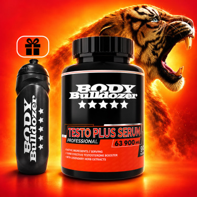 Testo PLUS Serum Professional 90 tabl + Športová fľaša 750ml - BodyBulldozer