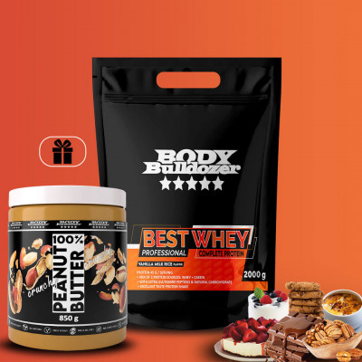 Best Whey Professional 2000 g + 100% Arašidové maslo 850 g CRUNCHY - BodyBulldozer